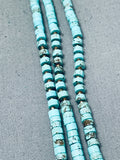 Intricate Disc Heishi Navajo Turquoise Sterling Silver Necklace-Nativo Arts