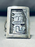 Native American Side Portrait Kachina Vintage Navajo Sterling Silver Ring-Nativo Arts