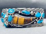One Of The Most Unique Vintage Native American Navajo Turquoise Sterling Silver Bracelet-Nativo Arts