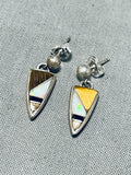 Exquisite Vintage Native American Hopi Tigers Eye Sterling Silver Signed Earrings-Nativo Arts