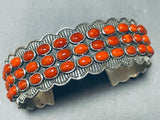 Gasp!! Fabulous Native American Navajo Circle Corals Sterling Silver Bracelet-Nativo Arts