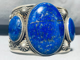 170 Gram Best Vintage Native American Navajo Domed Lapis Sterling Silver Bracelet Cuff-Nativo Arts