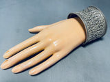 Incredible Intricacy! Vintage Sterling Silver Wide Bracelet Cuff-Nativo Arts