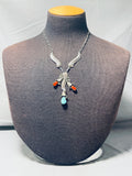Dickens Family!! Vintage Native American Navajo Turquoise Sterling Silver Coral Necklace-Nativo Arts