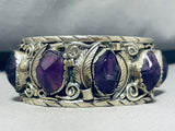 One Of The Coolest Amethyst Vintage Native American Navajo Sterling Silver Bracelet-Nativo Arts