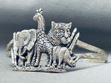 Jungle Animals Vintage Sterling Silver Bracelet Cuff-Nativo Arts