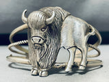 Highly Detailed Buffalo Vintage Native American Navajo Sterling Silver Bracelet-Nativo Arts