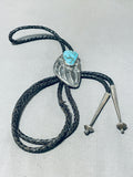 Amazing Vintage Native American Navajo Pilot Mountain Turquoise Sterling Silver Bolo-Nativo Arts
