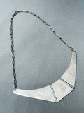 Signed Vintage Native American Navajo Opal Inlay Sterling Silver Necklace