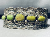 Stunner!! Vintage Native American Navajo Green Turquoise Sterling Silver Bracelet-Nativo Arts