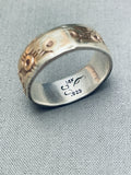Very Unique Vintage Native American Navajo Zia Symbol Sterling Silver Gold Ring-Nativo Arts