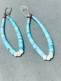Fabulous Vintage Native American Navajo Turquoise Sterling Silver Dangle Jacla Earrings-Nativo Arts
