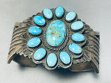 Sparkling Vintage Native American Navajo Carico Lake Turquoise Sterling Silver Bracelet-Nativo Arts