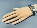 Dry Creek Turquoise!! Vintage Native American Navajo Kokopelli Sterling Silver Bracelet-Nativo Arts
