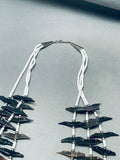 Hand Carved Jet Bird Vintage Santo Domingo Sterling Silver Heishi Necklace-Nativo Arts