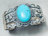 Robert Jonhson Native American Navajo Swirl Sleeping Beauty Turquoise Sterling Silver Bracelet-Nativo Arts