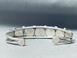 Huge Flat Bead Ceuff Ends Vintage Native American Navajo Turquoise Sterling Silver Bracelet