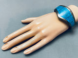 One Of Best Vintage Turquoise Chanel Inlay Sterling Silver Clasp Bracelet-Nativo Arts