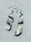 Impressive Vintage Native American Navajo Sterling Silver Swirl Earrings-Nativo Arts