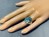 Brilliant Vintage Native American Navajo Cerrillos Morenci Turquoise Sterling Silver Ring-Nativo Arts