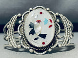 Spectacular Vintage Native American Zuni Mother Of Pearl Sterling Silver Bracelet-Nativo Arts