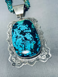 One Of The Biggest Best Native American Navajo Turquoise Sterling Silver Necklace-Nativo Arts