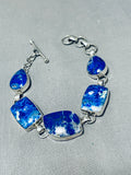 Breathtaking Native American Navajo Lapis Sterling Silver Link Bracelet-Nativo Arts