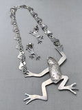 Incredible Vintage Southwest Frog Sterling Silver Turquoise Necklace Old-Nativo Arts