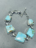 Dynamic Native American Navajo #8 Turquoise Mine Sterling Silver Link Bracelet-Nativo Arts