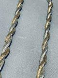 Native American Very Rare Hand Woven Braided Sterling Silver Heishi Necklace-Nativo Arts