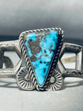 One Of Most Beautiful Vintage Native American Navajo Morenci Turquoise Sterling Silver Bracelet-Nativo Arts