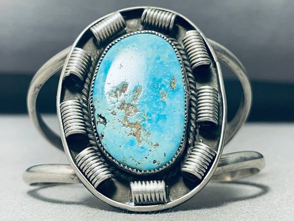 Satellite Coils Vintage Native American Navajo Turquoise Sterling Silver Bracelet Old-Nativo Arts