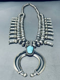 230 Grams All Silver Sterling Native American Navajo Turquoise Squash Blossom Necklace-Nativo Arts