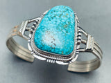 Rare Lone Mountain Turquoise Vintage Native American Navajo Sterling Silver Bracelet-Nativo Arts