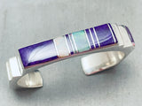 Douglas Signed Vintage Native American Navajo Sugilite Sterling Silver Inlay Bracelet-Nativo Arts