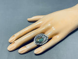 Impressive Vintage Native American Navajo Frogskin Turquoise Sterling Silver Ring-Nativo Arts