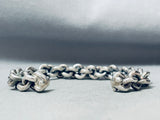 Hand-woven Vintage Native American Navajo Sterling Silver Sturdy Link Bracelet