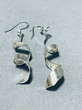 Impressive Vintage Native American Navajo Sterling Silver Swirl Earrings-Nativo Arts