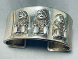 Very Unique Vintage Southwest Sterling Silver Storyteller Bracelet Cuff-Nativo Arts