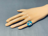 One Of The Best Vintage Native American Navajo Turquoise Pearl Sterling Silver Ring-Nativo Arts