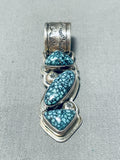 Rare Vintage Native American Navajo Lander Blue Turquoise Sterling Silver Pendant-Nativo Arts