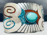 One Of Most Unique Ever Vintage Native American Navajo Turquois Einlay Sterling Silve Rbracelet-Nativo Arts