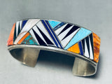 6 Inch Wrist Complicated Inlay Vintage Native American Navajo Sterling Silver Bracelet-Nativo Arts