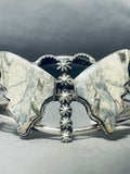 Pat Yazzie Detailed Vintage Native American Navajo White Jasper Sterling Silver Bracelet-Nativo Arts