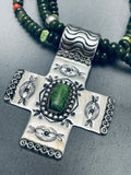 The Best Tony Aguilar Sr Vintage Kewa Sterling Silver Jade Turquoise Necklace-Nativo Arts