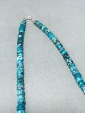 Gorgeous Vintage Native American Navajo Bisbee Turquoise Sterling Silver Feather Necklace-Nativo Arts