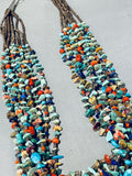 Colorful Native American Navajo Turquoise Coral Lapis Sterling Silver Necklace-Nativo Arts