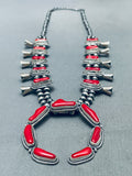 Gorgy Native American Navajo Chunky Coral Sterling Silver Squash Blossom Necklace-Nativo Arts