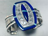 Abraham Begay!!! Vintage Native American Navajo Turquoise Lapis Sterling Silver Bracelet-Nativo Arts