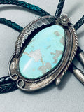 Rare Vintage Native American Navajo Easter Blue Turquoise Sterling Silver Bow Tie